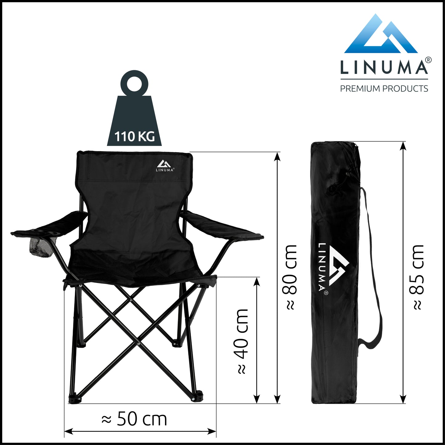 LINUMA® Campingstuhl Schwarz