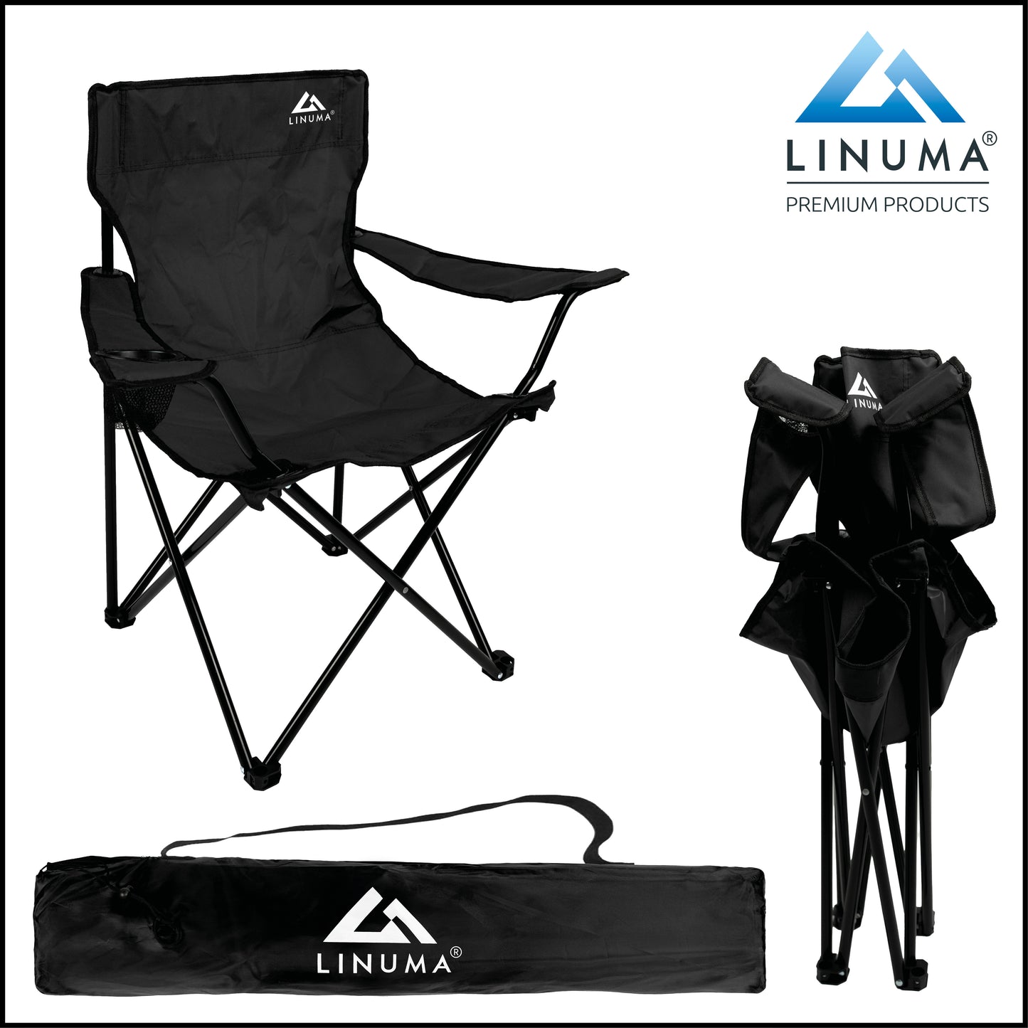 LINUMA® Campingstuhl Schwarz