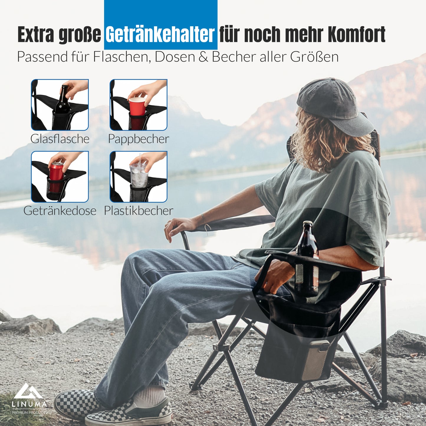 LINUMA® Faltstuhl LUXUS PRO Campingstuhl