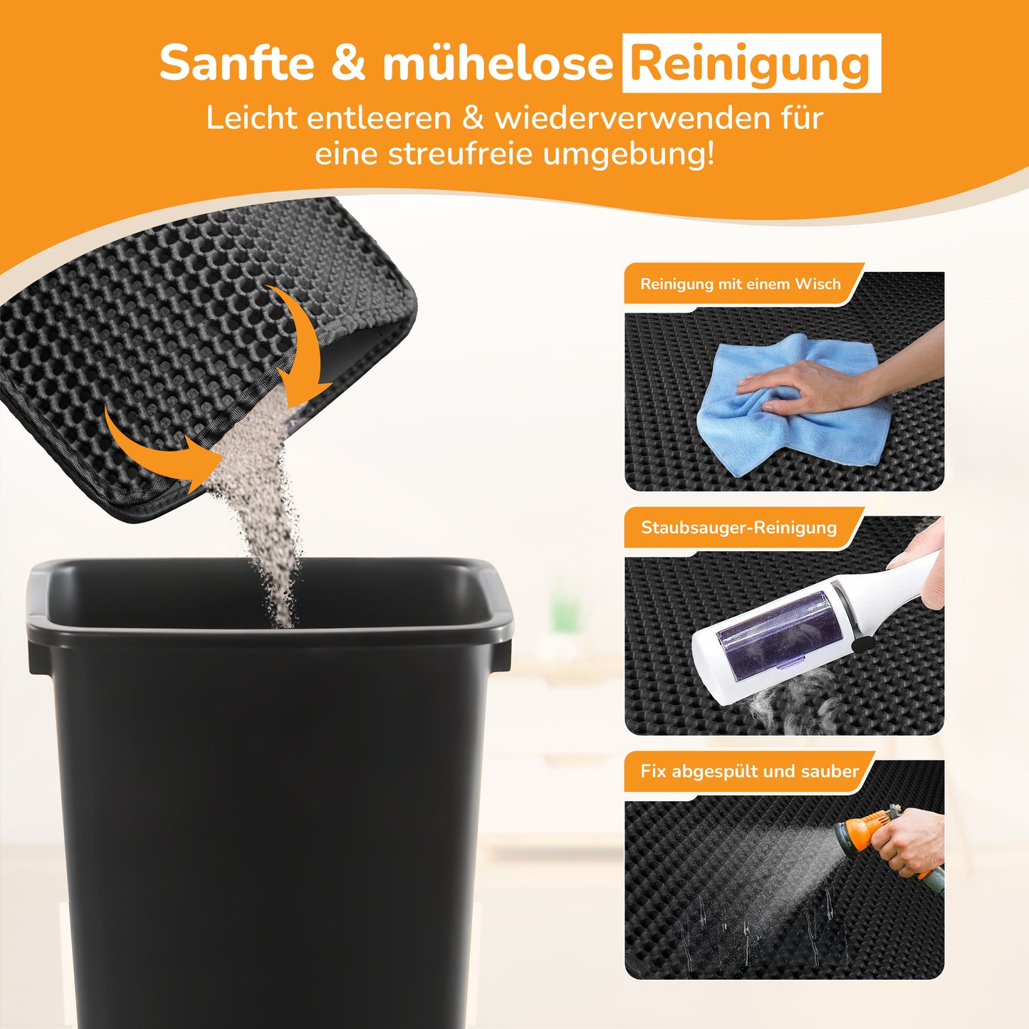 LINUMA® Katzenstreumatte 90x76 CM Schwarz