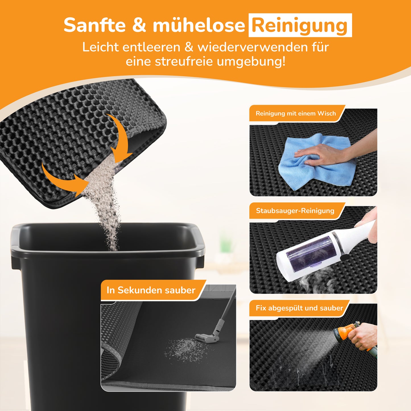 LINUMA® Katzenstreumatte 90x76 CM Schwarz