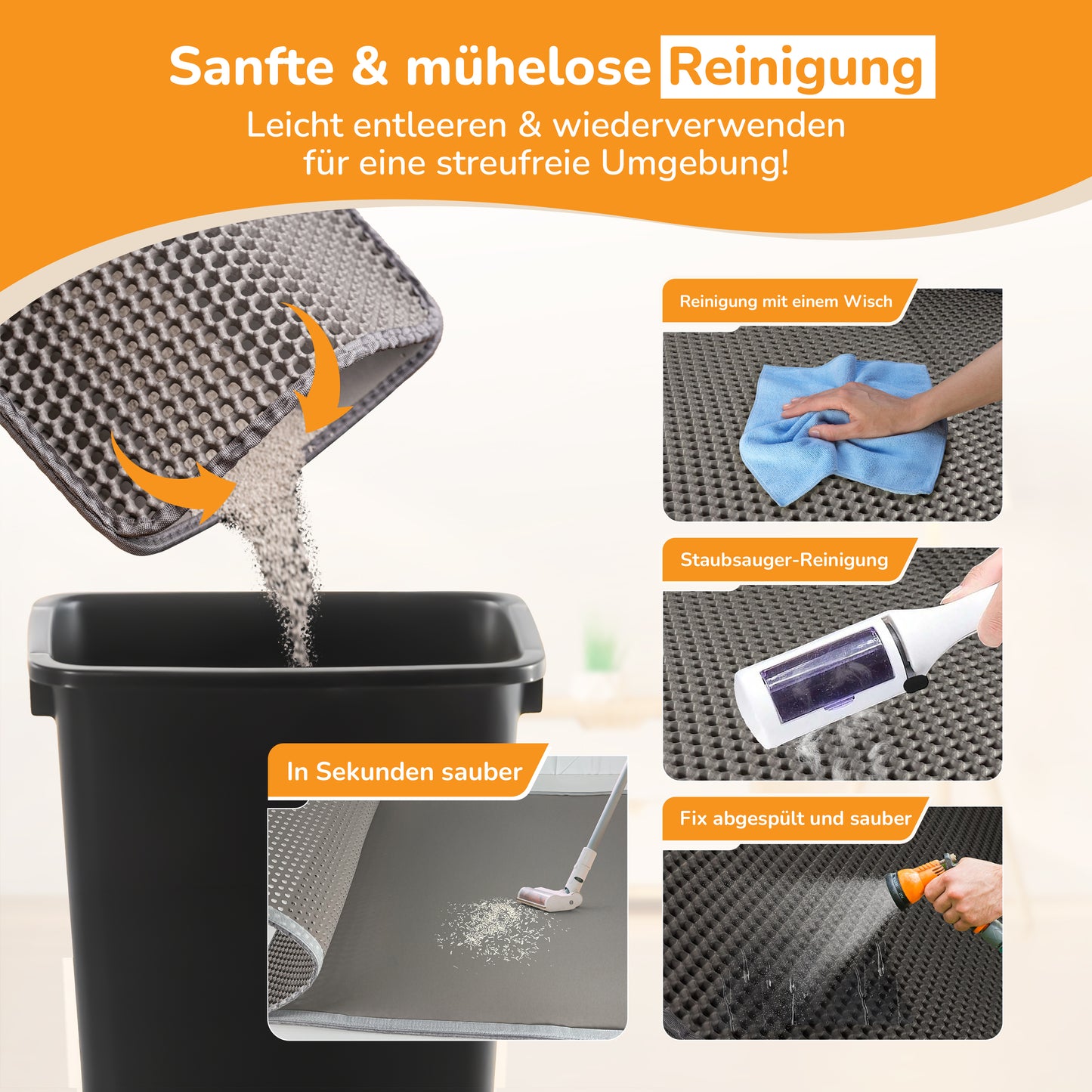 LINUMA® Katzenstreumatte 40x30 CM Grau