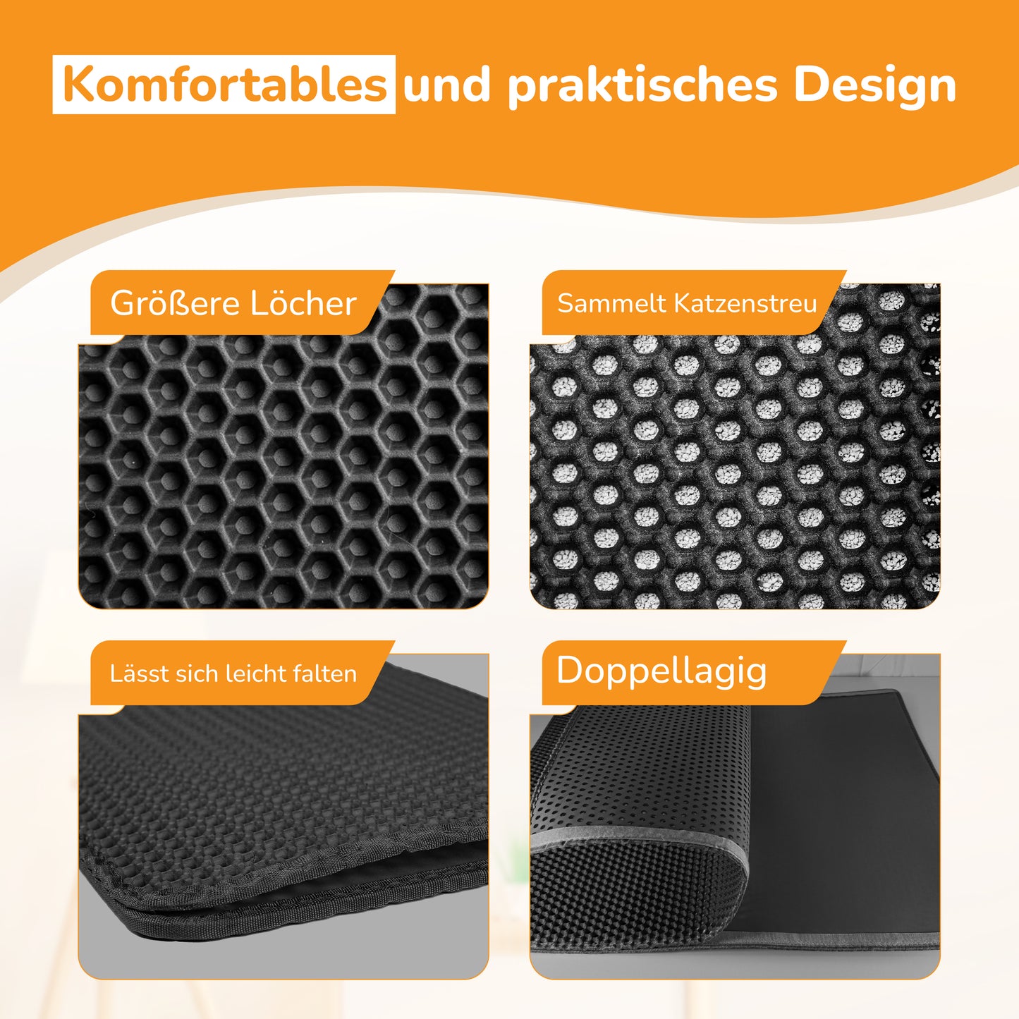 LINUMA® Katzenstreumatte 90x76 CM Schwarz