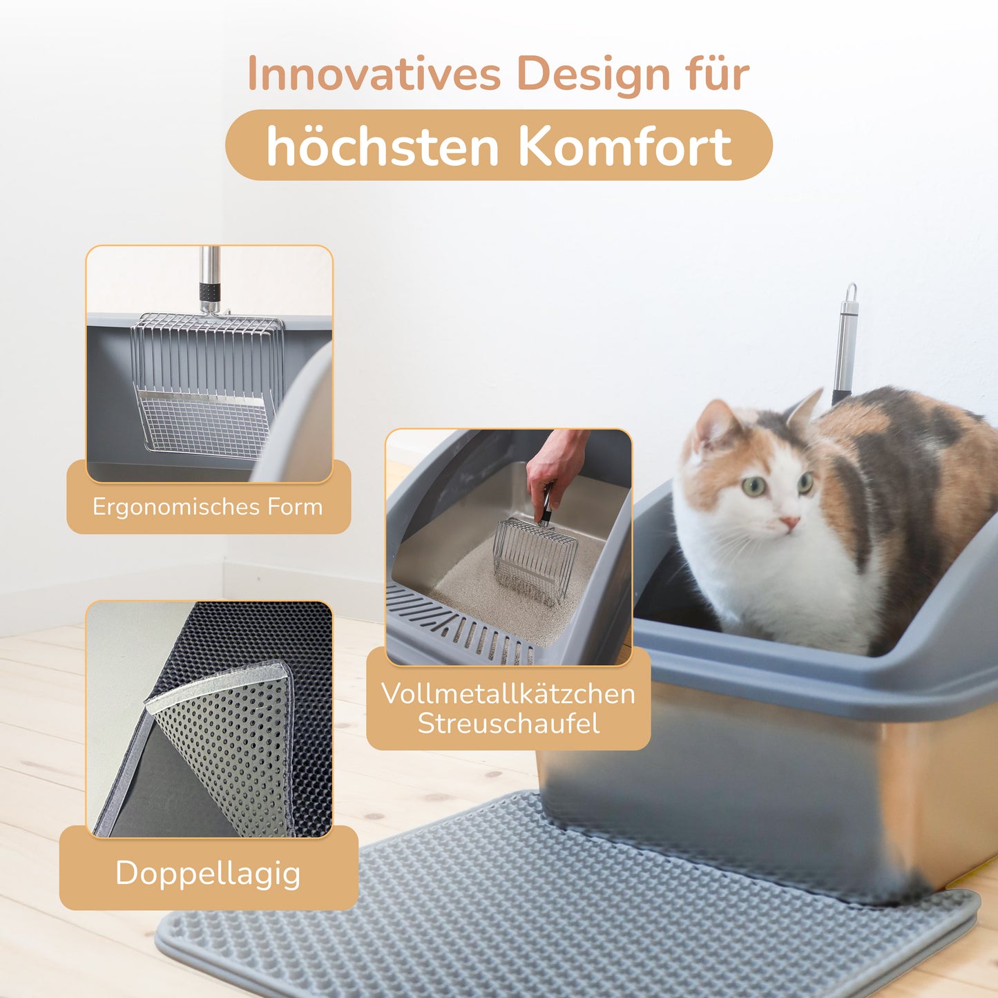 LINUMA® Edelstahl Katzentoilette