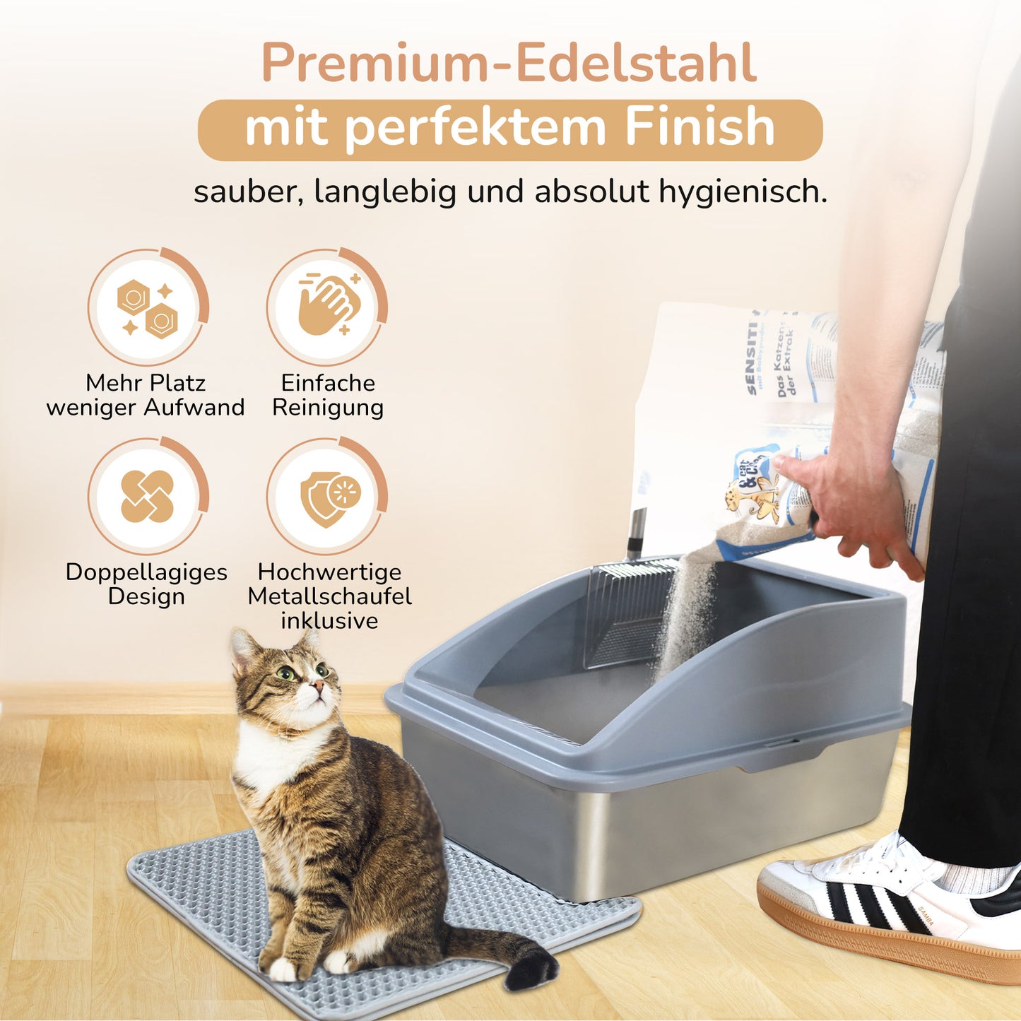 LINUMA® Edelstahl Katzentoilette