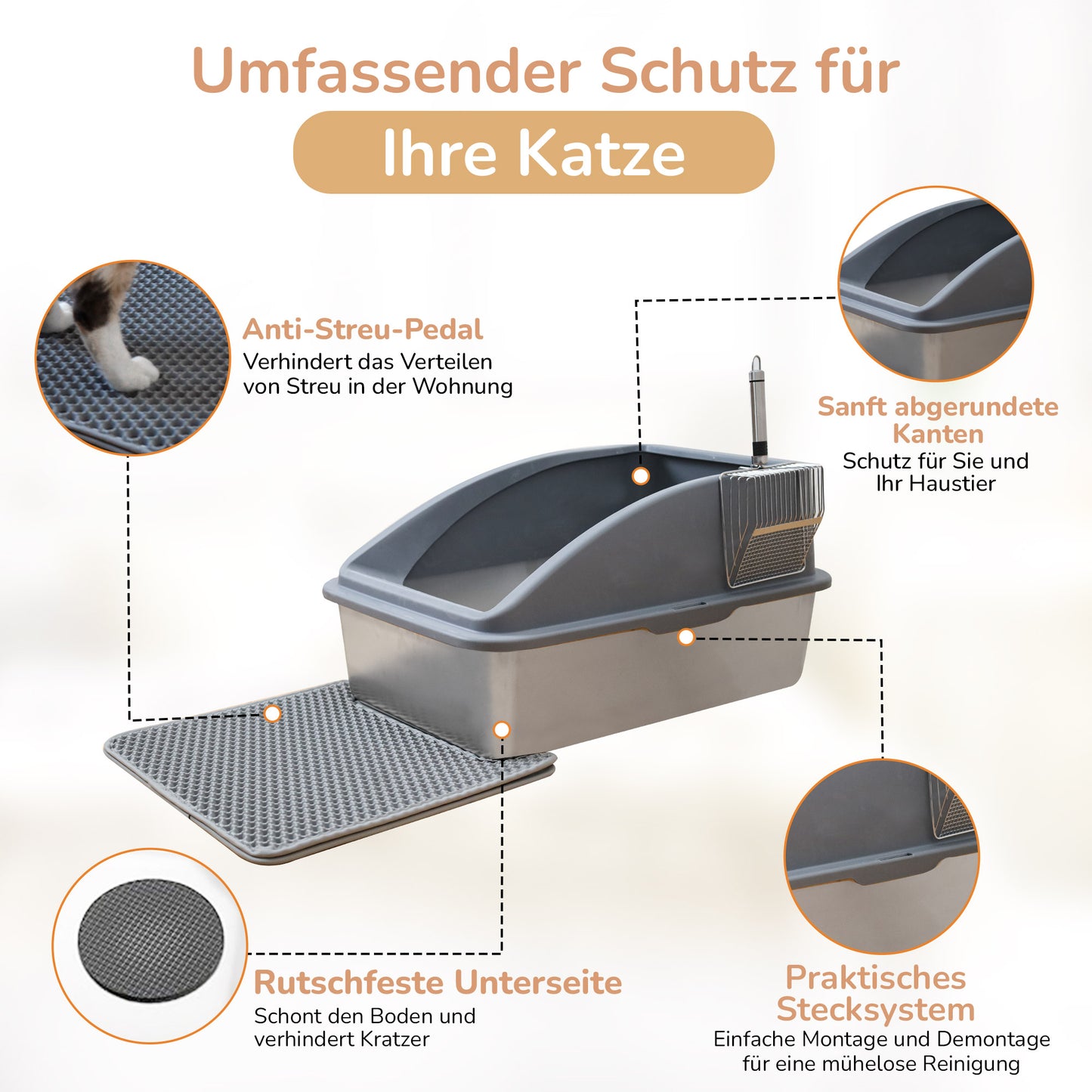 LINUMA® Edelstahl Katzentoilette