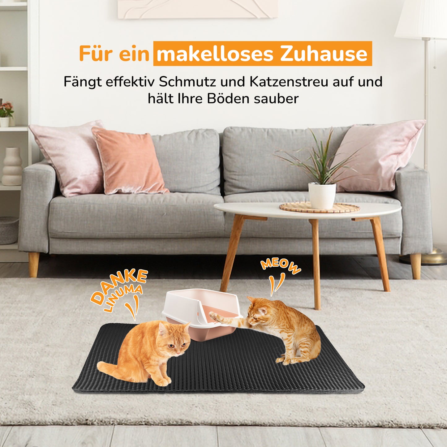 LINUMA® Katzenstreumatte 40x30 CM Schwarz