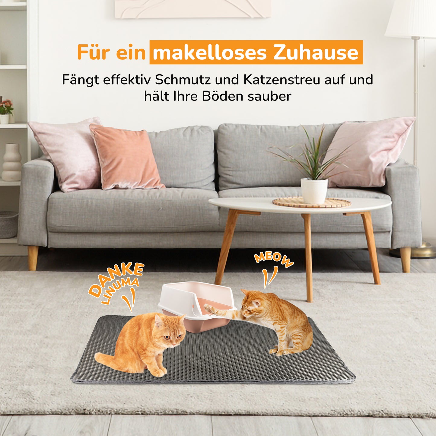 LINUMA® Katzenstreumatte 40x30 CM Grau