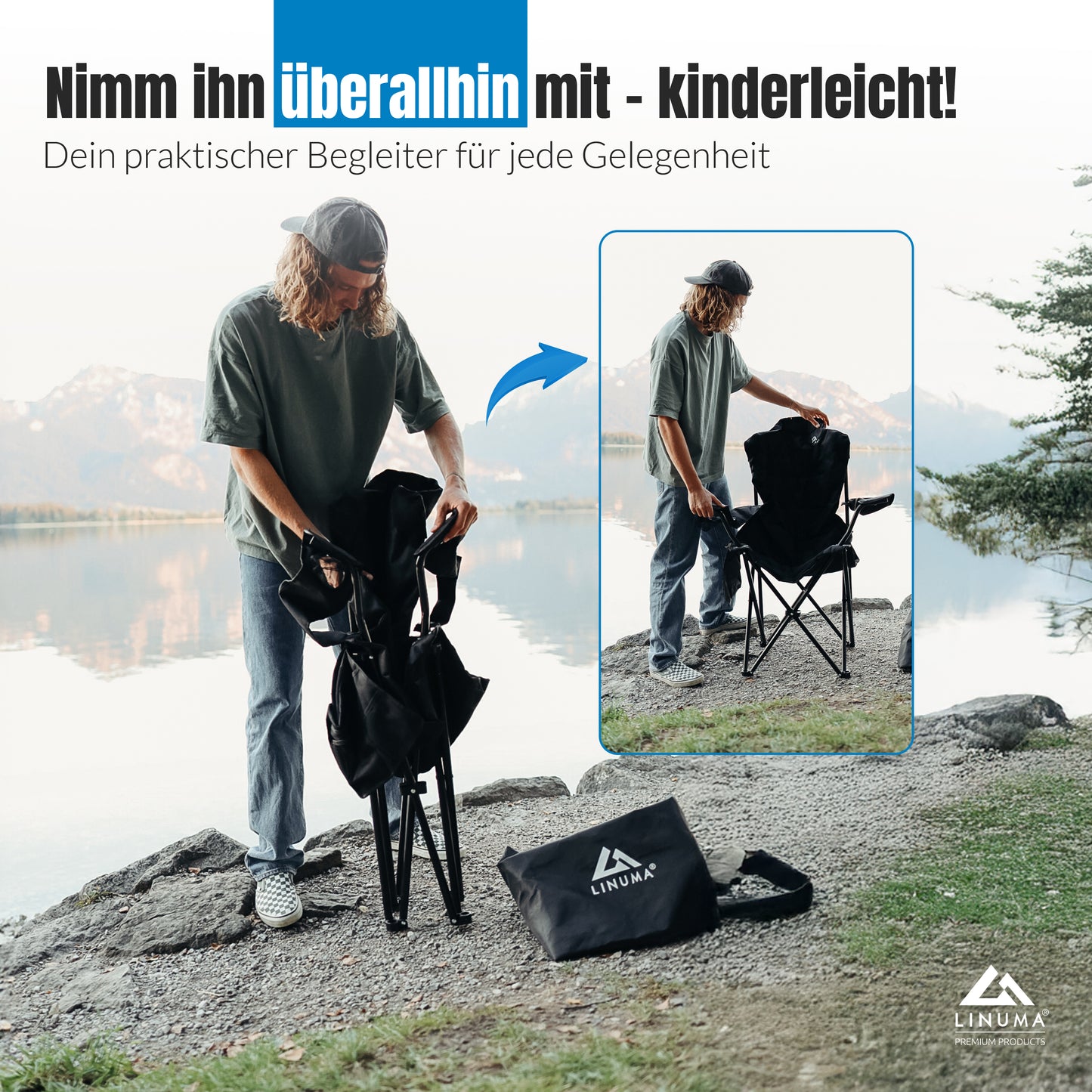 LINUMA® Faltstuhl LUXUS PRO Campingstuhl