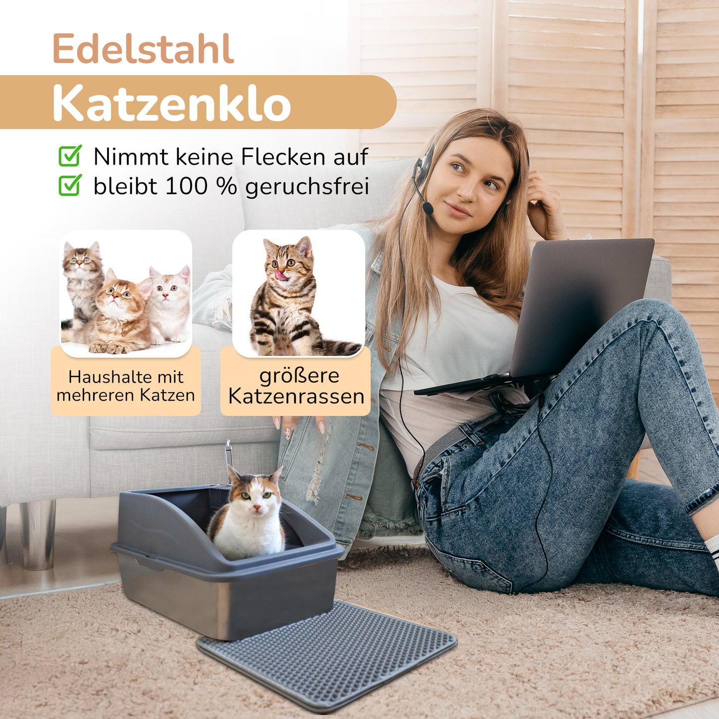 LINUMA® Edelstahl Katzentoilette
