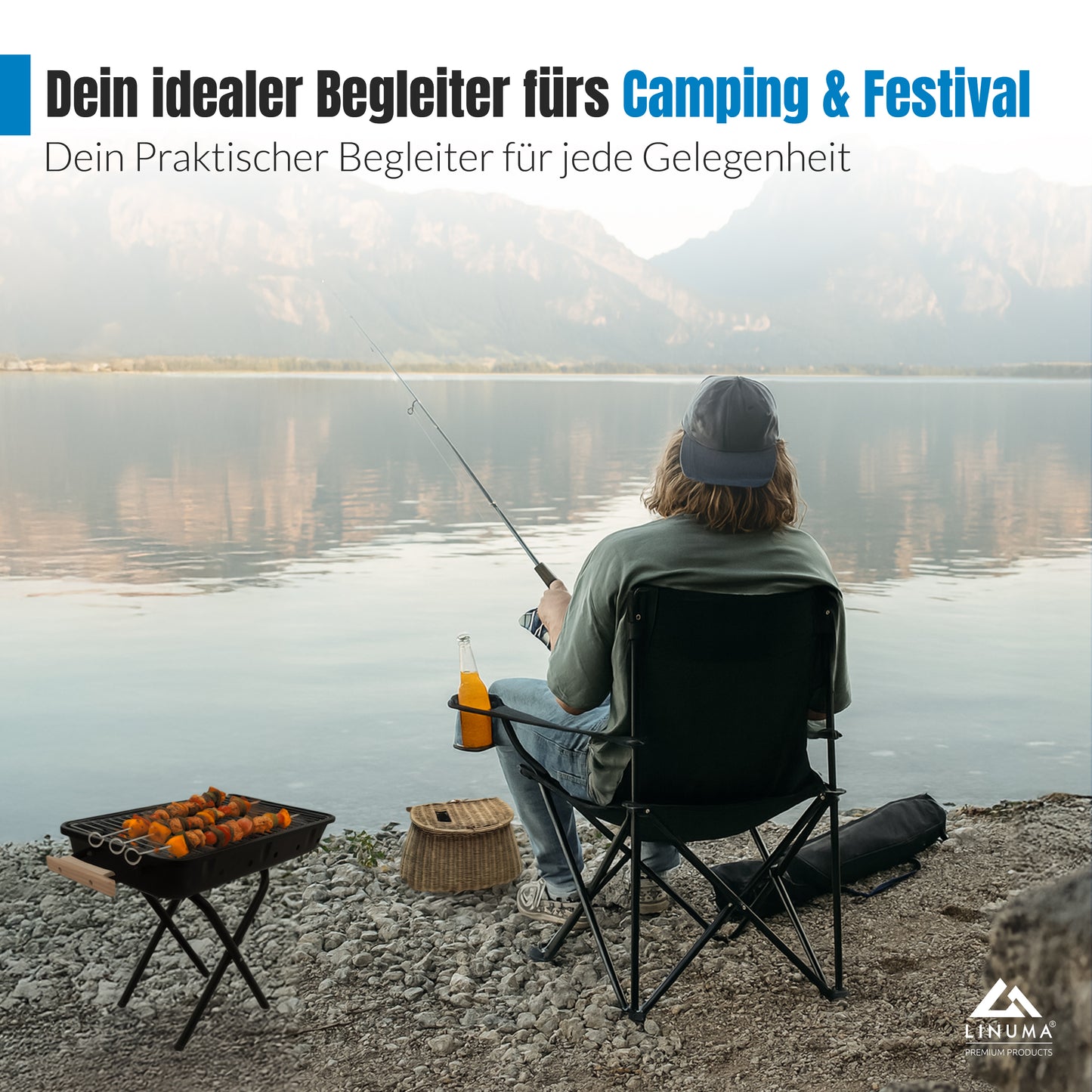 LINUMA® Campingstuhl Schwarz