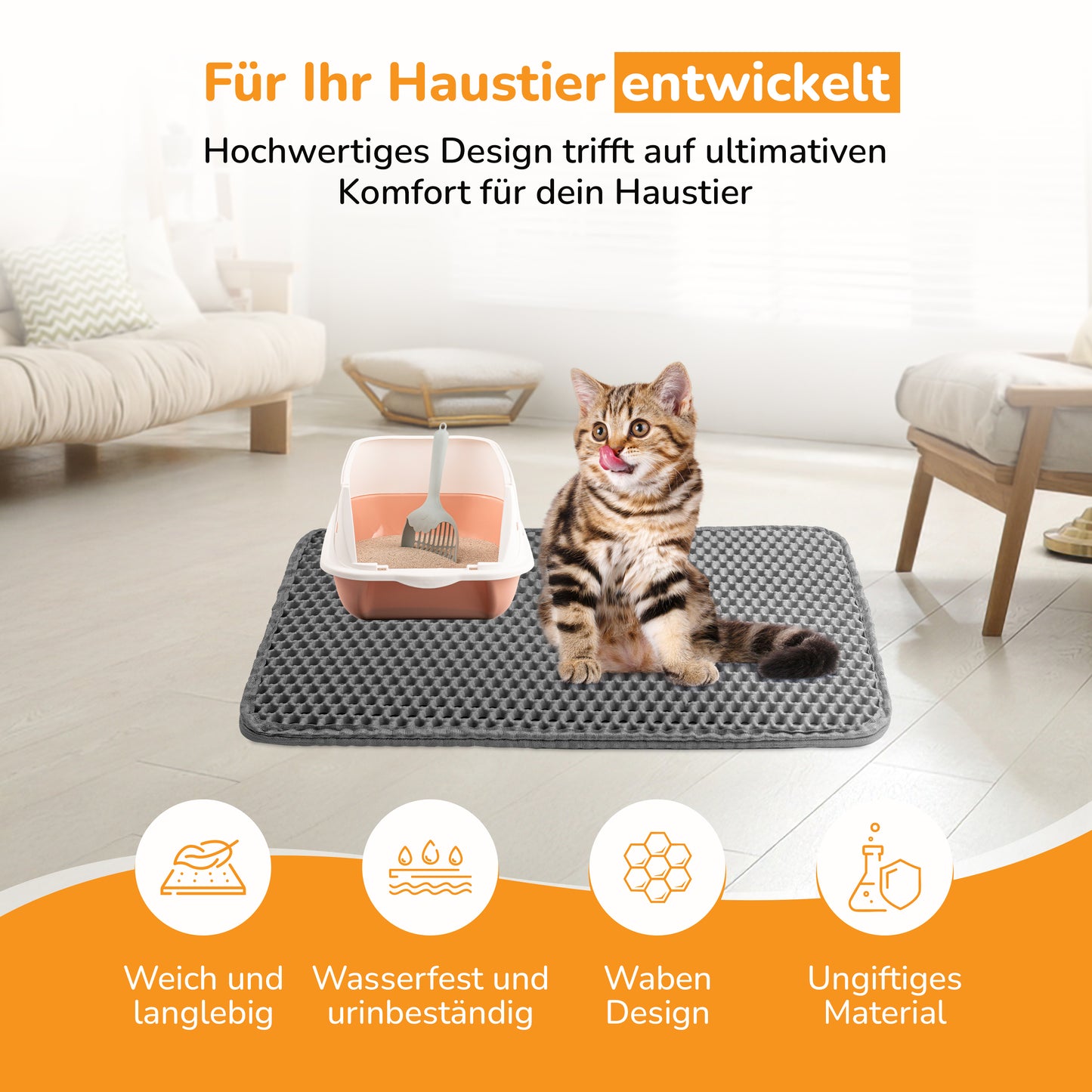 LINUMA® Katzenstreumatte 40x30 CM Grau
