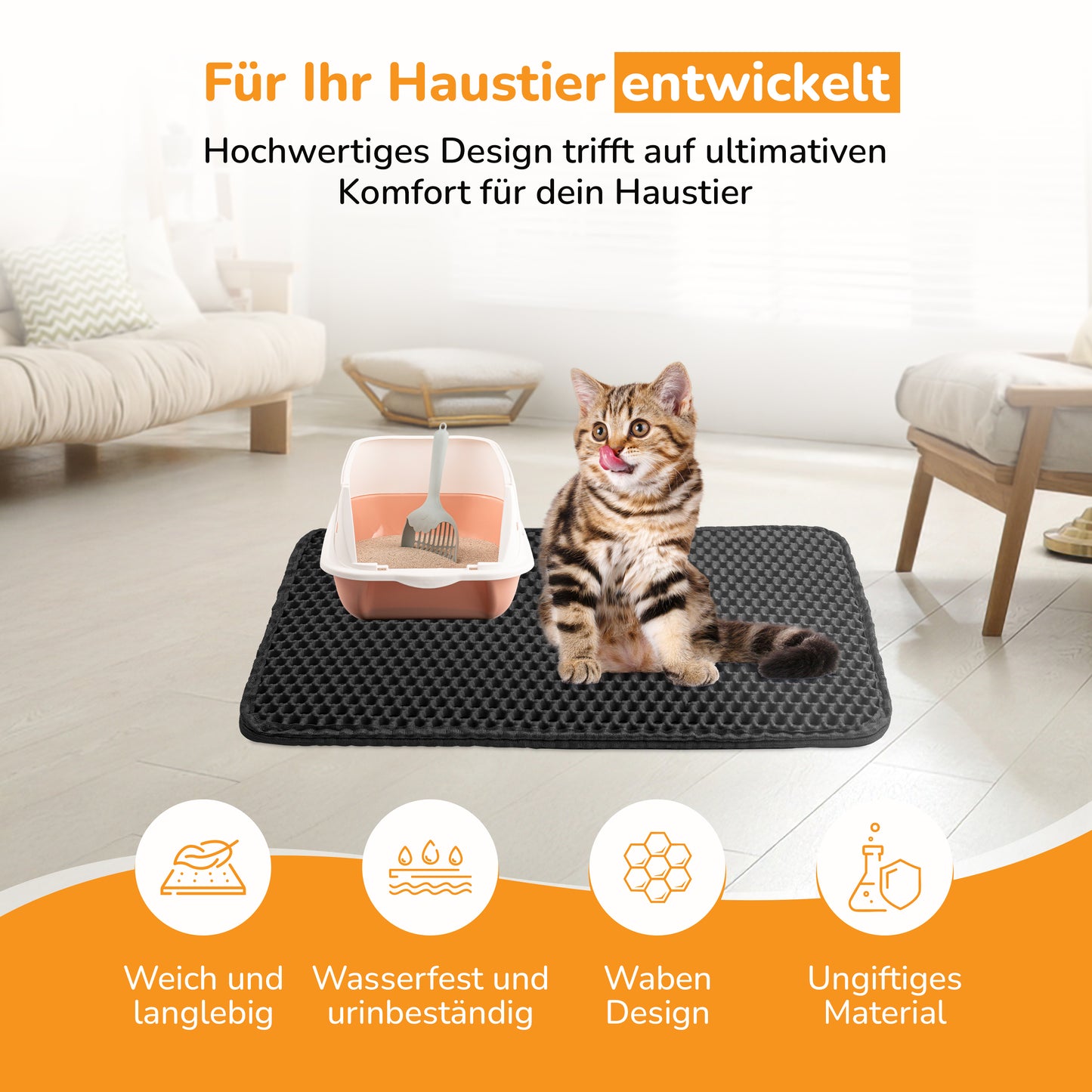 LINUMA® Katzenstreumatte 40x30 CM Schwarz