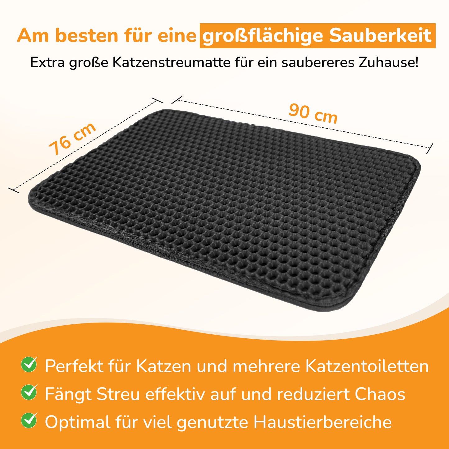 LINUMA® Katzenstreumatte 40x30 CM Schwarz