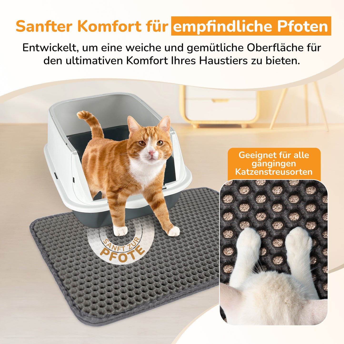 LINUMA® Katzenstreumatte 40x30 CM Grau