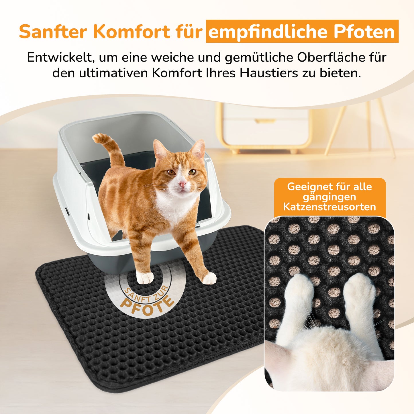 LINUMA® Katzenstreumatte 90x76 CM Schwarz