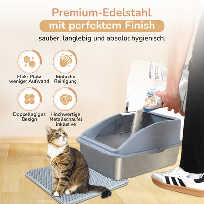 LINUMA® Edelstahl Katzentoilette